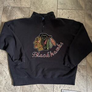 Chicago Blackhawks Bejeweled Black Sweatshirt XXL